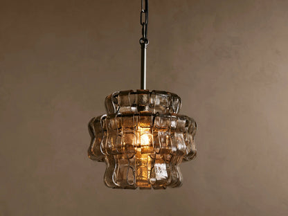 Ghiaccio Glass Modern Pendant in Green and Brass — product view 24