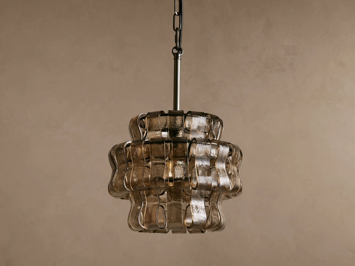 Ghiaccio Glass Modern Pendant in Green and Brass — product view 25