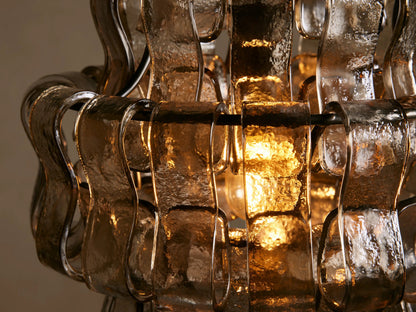 Ghiaccio Glass Modern Pendant in Green and Brass — product view 26