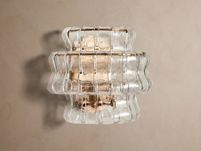 Modern Glass Sconce in Green Glass and Bronze — product view 11