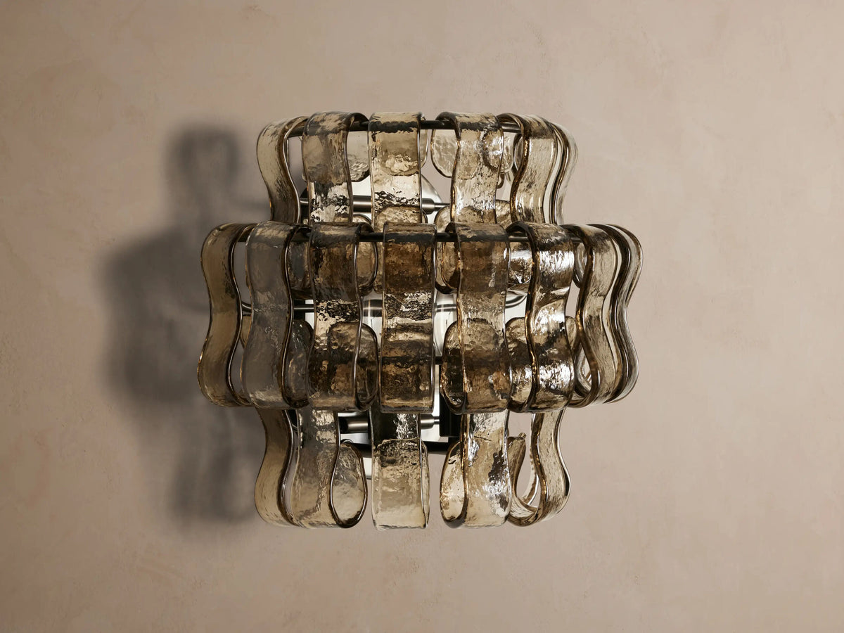 Modern Glass Sconce in Green Glass and Bronze — product view 14
