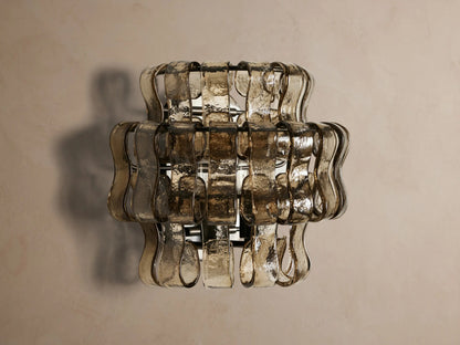 Modern Glass Sconce in Green Glass and Bronze — product view 14