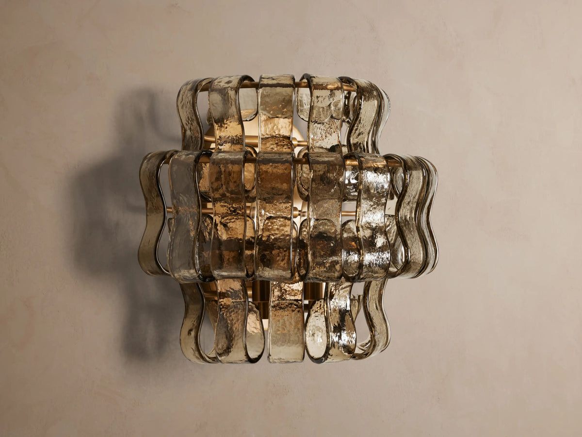 Modern Glass Sconce in Green Glass and Bronze — product view 17