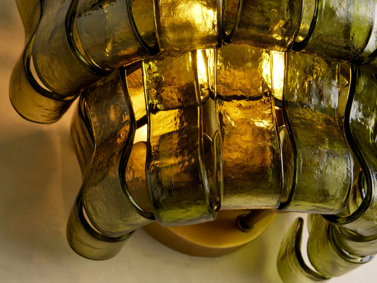 Modern Glass Sconce in Green Glass and Bronze — product view 6