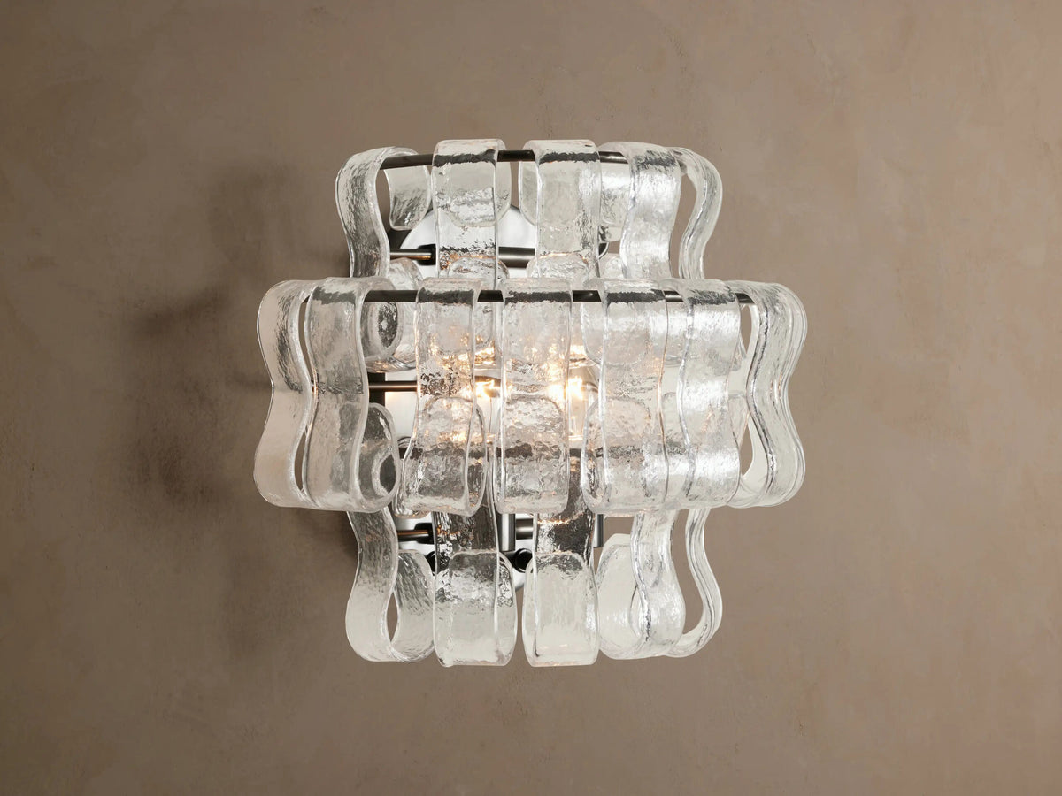 Modern Glass Sconce in Green Glass and Bronze — product view 7
