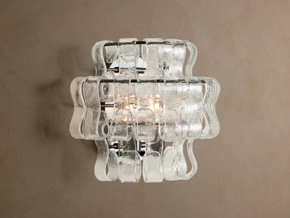 Modern Glass Sconce in Green Glass and Bronze — product view 7