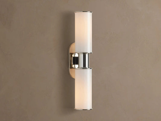 Harlin Modern Glass Sconce in Milk Nickel — product view 1