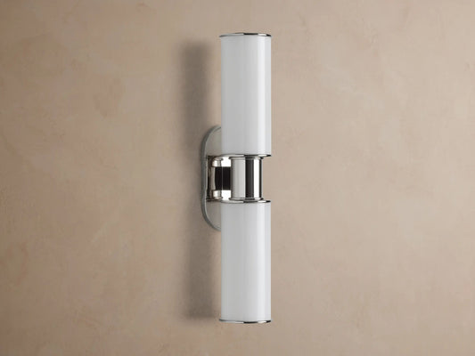 Harlin Modern Glass Sconce in Milk Nickel — product view 2