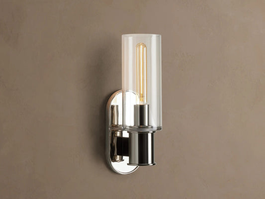 Harlin Nickel Glass Sconce in Clear — product view 1