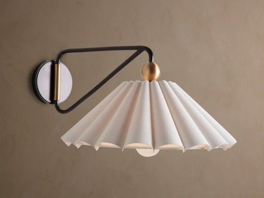 Haylen Brass Linen Sconce — product view 1