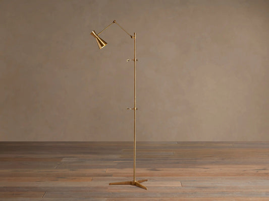 Jaxtyn Brass Floor Lamp with Art Display — product view 1