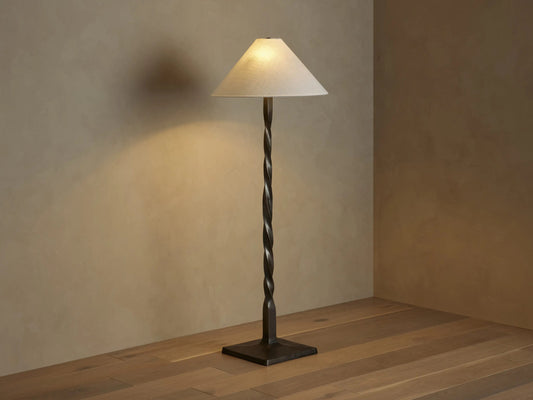 Jayne Pewter Floor Lamp with Linen Shade — product view 1