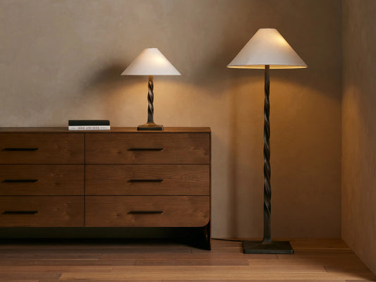 Jayne Pewter Floor Lamp with Linen Shade — product view 2