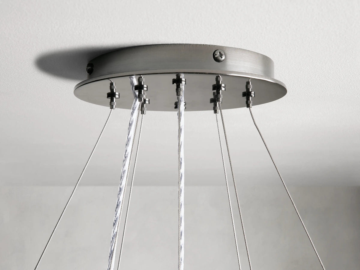 Modern Glass Light 2 Tier Round Nickel Chandelier — product view 4