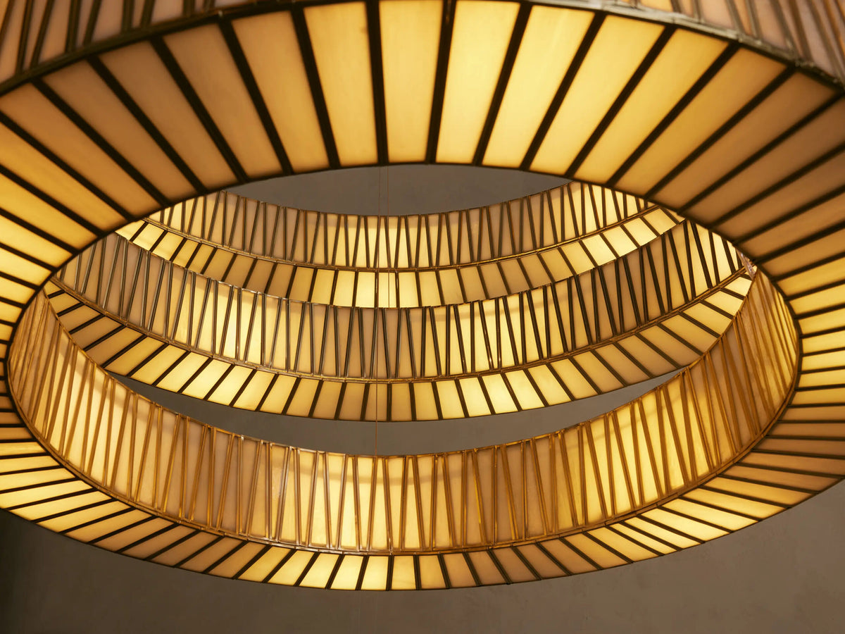 Brass Glass Chandelier 3 Tier Round — product view 4