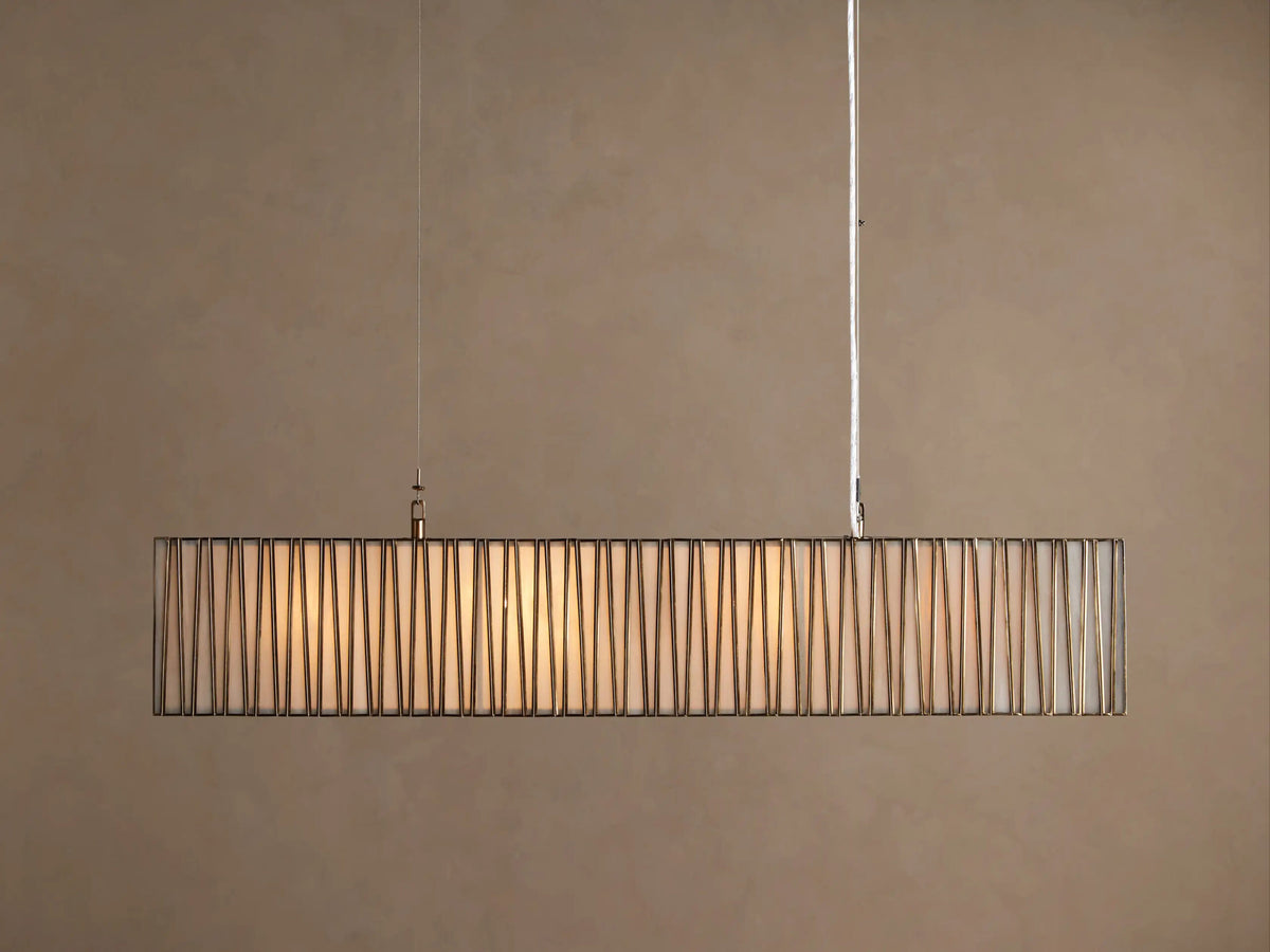 Brass Chandelier Rectangular Glass Light — product view 1