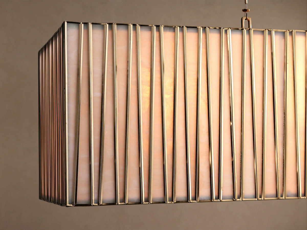 Brass Chandelier Rectangular Glass Light — product view 11