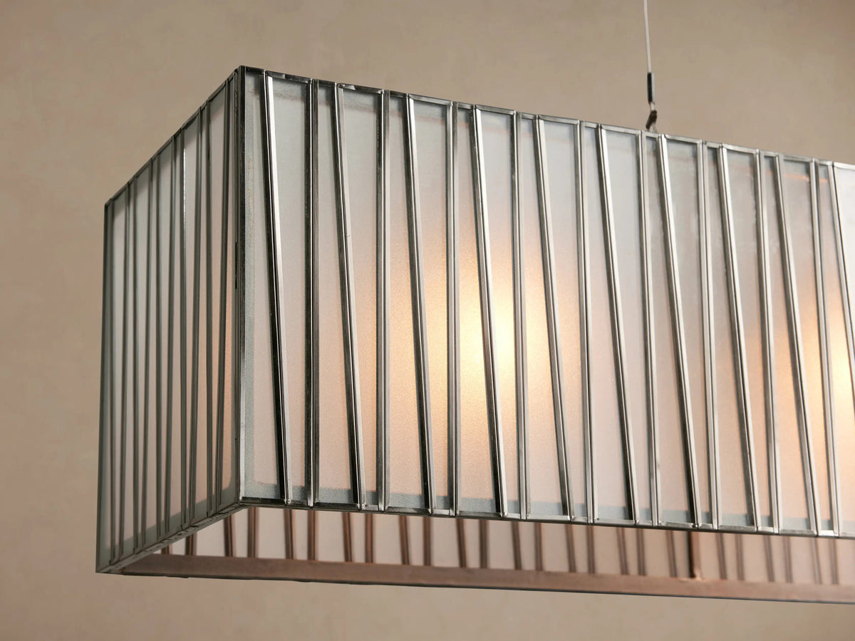 Nickel Linear Light Rectangular Chandelier — product view 3