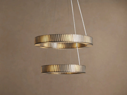 Modern Brass Light 2 Tier Round Chandelier — product view 1