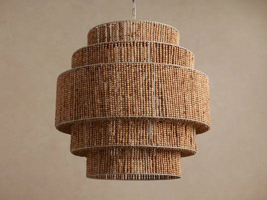 Wood Bead Chandelier Kash Round Light — product view 2