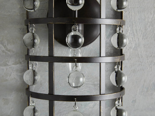 Iron Cage Sconce with Crystal Spheres — product view 2