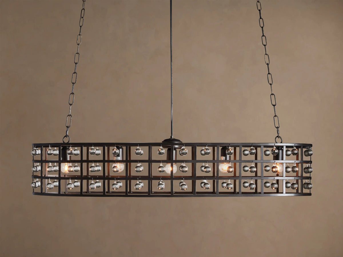La Cage Oval Iron Cage Chandelier in Bronze — product view 1