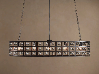 La Cage Oval Iron Cage Chandelier in Bronze — product view 1