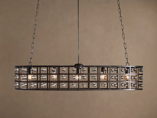 La Cage Oval Iron Cage Chandelier in Bronze — product view 1