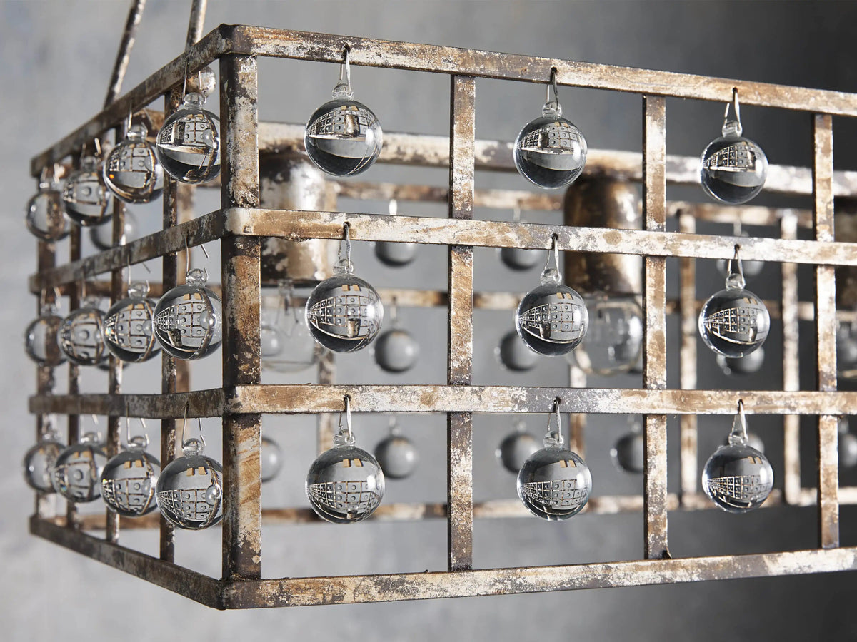 La Cage Iron Cage Chandelier in Silver Clay