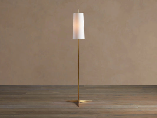 Lancia Brass Floor Lamp with Linen Shade — product view 1
