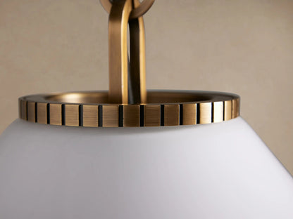 Brass Cone Pendant with Milk Glass Shade and Chain — product view 3
