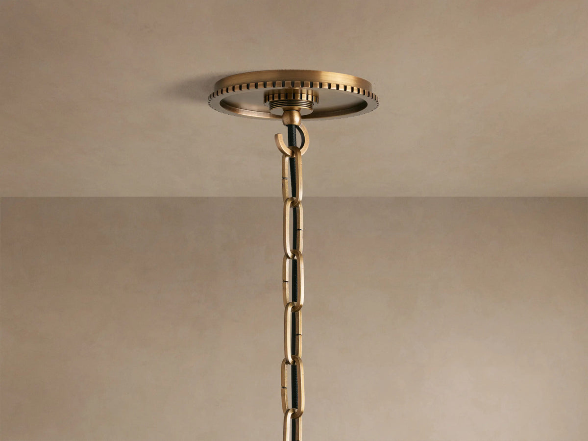 Brass Cone Pendant with Milk Glass Shade and Chain — product view 4
