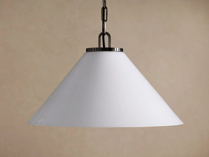 Large Bronze Pendant Light with Milk Glass Cone Shade — product view 2