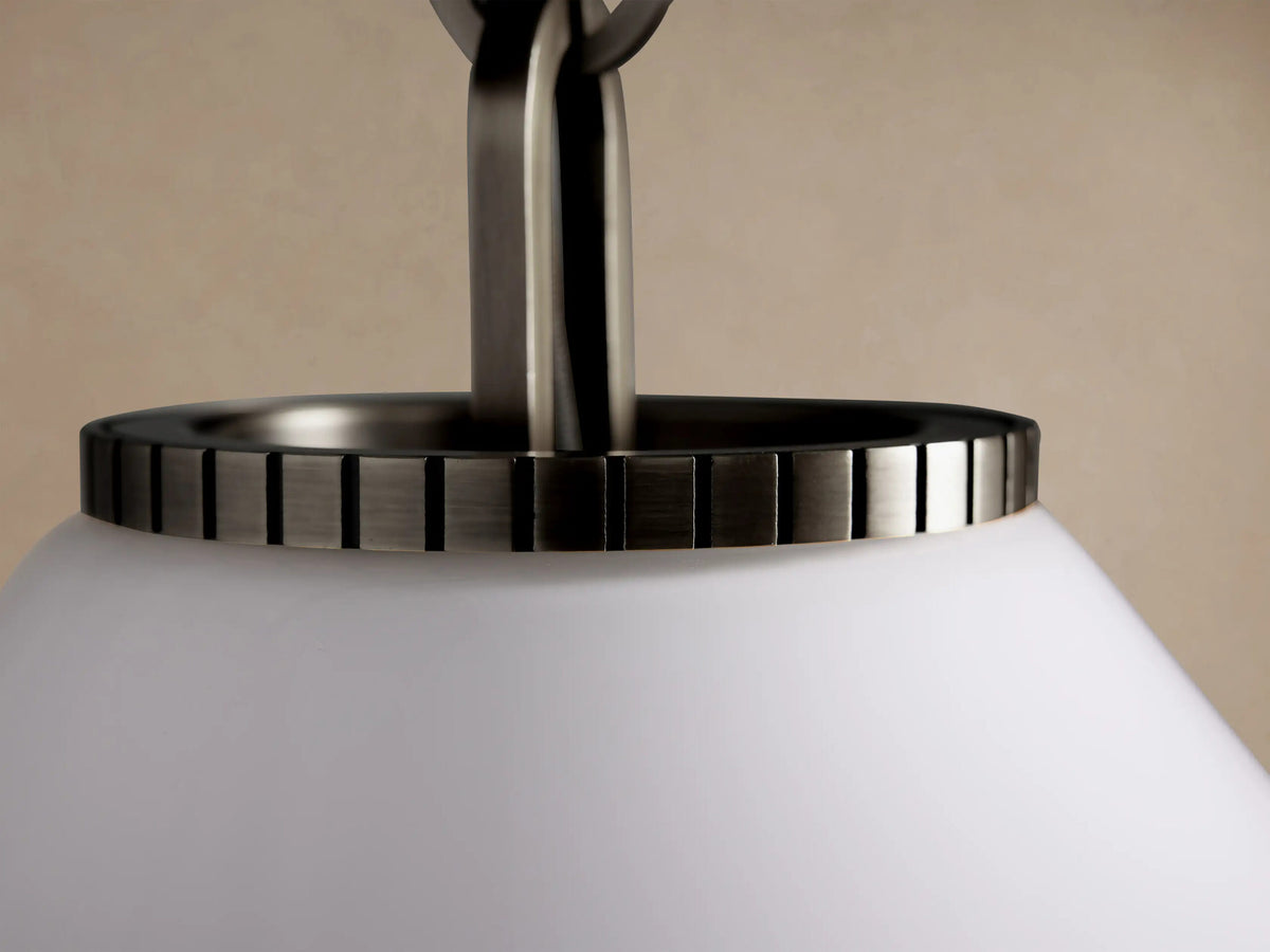 Large Bronze Pendant Light with Milk Glass Cone Shade — product view 3