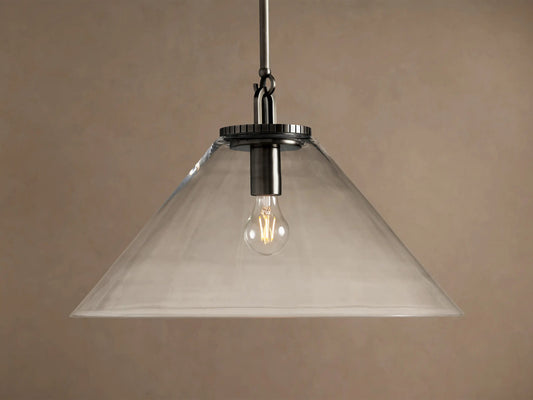 Large Bronze glass cone pendant with Clear Glass — product view 1