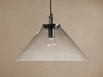 Large Bronze glass cone pendant with Clear Glass — product view 2