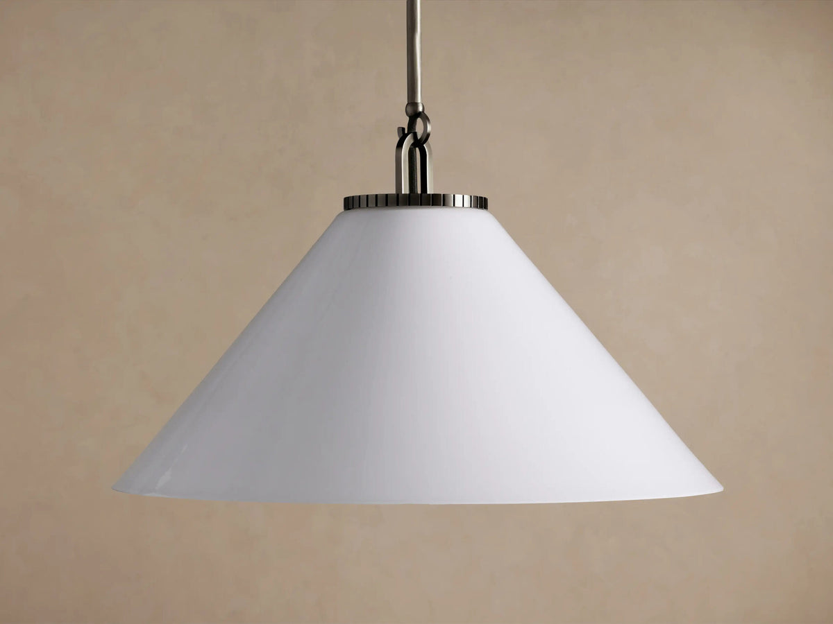 Bronze Glass Pendant Large Cone with Milk Glass