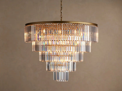 Leyland 48 Inch Deco K9 Chandelier in Brass — product view 1