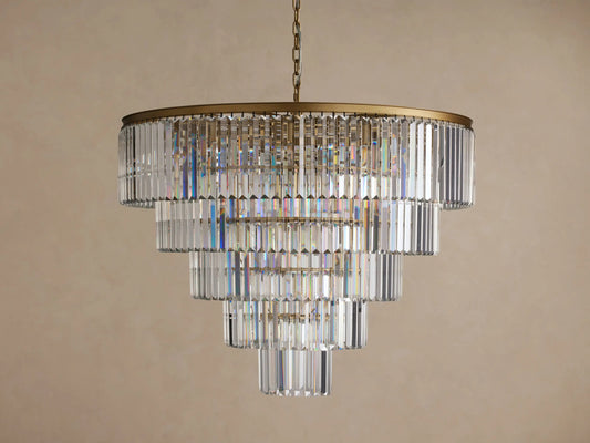Leyland 48 Inch Deco K9 Chandelier in Brass — product view 2