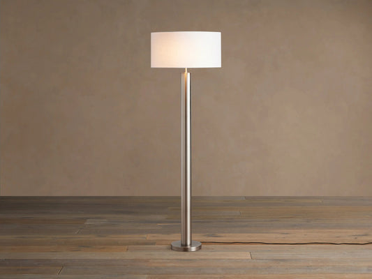 Linden Pewter Floor Lamp with Linen Shade — product view 1