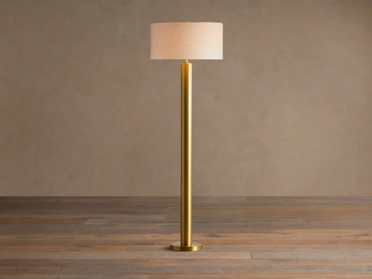 Linden Brass Floor Lamp with Linen Shade — product view 1