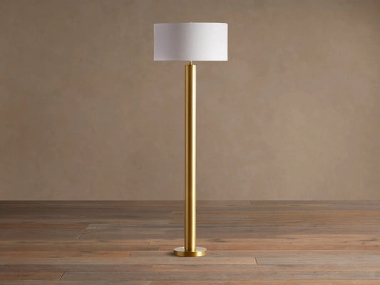 Linden Brass Floor Lamp with Linen Shade — product view 2