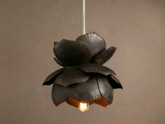 Lorca Iron Flower Pendant in Bronze — product view 1