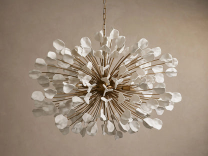 Lunaria Ceramic Chandelier in Brass and Ivory — product view 2