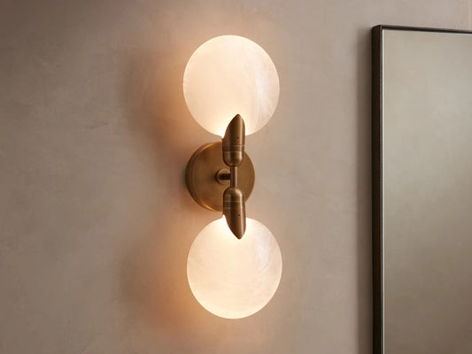 Lyla Glass Brass Sconce Double Wall Light — product view 1