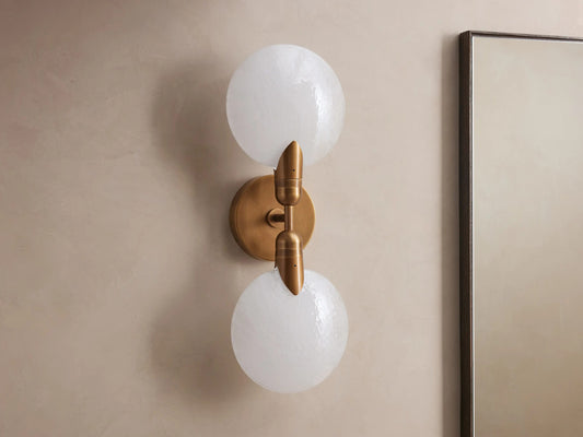 Lyla Glass Brass Sconce Double Wall Light — product view 2