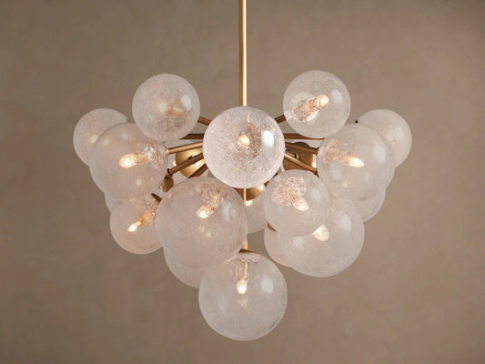 Mandoza Modern Glass Light 19 Light Brass Chandelier — product view 1
