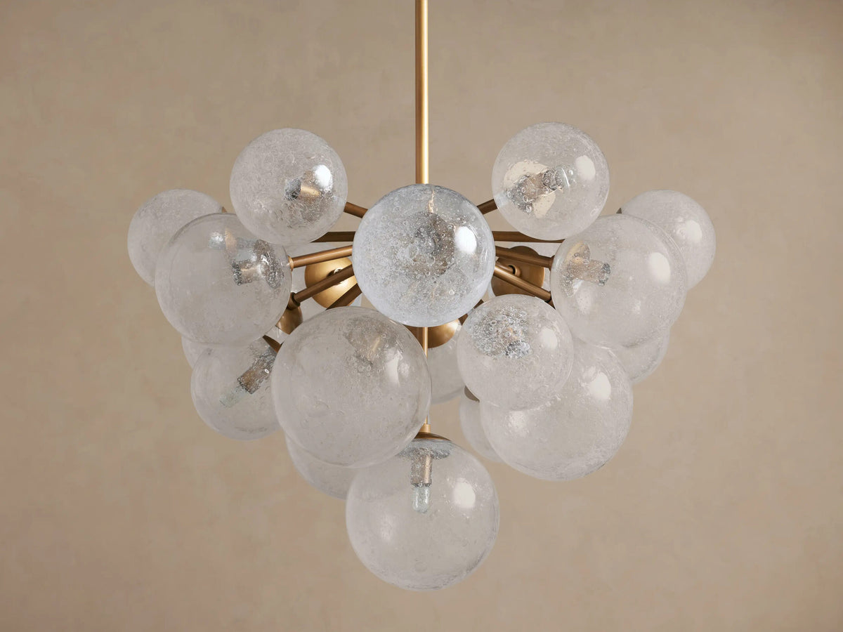 Mandoza Modern Glass Light 19 Light Brass Chandelier