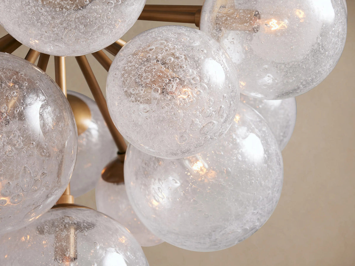 Mandoza Modern Glass Light 19 Light Brass Chandelier
