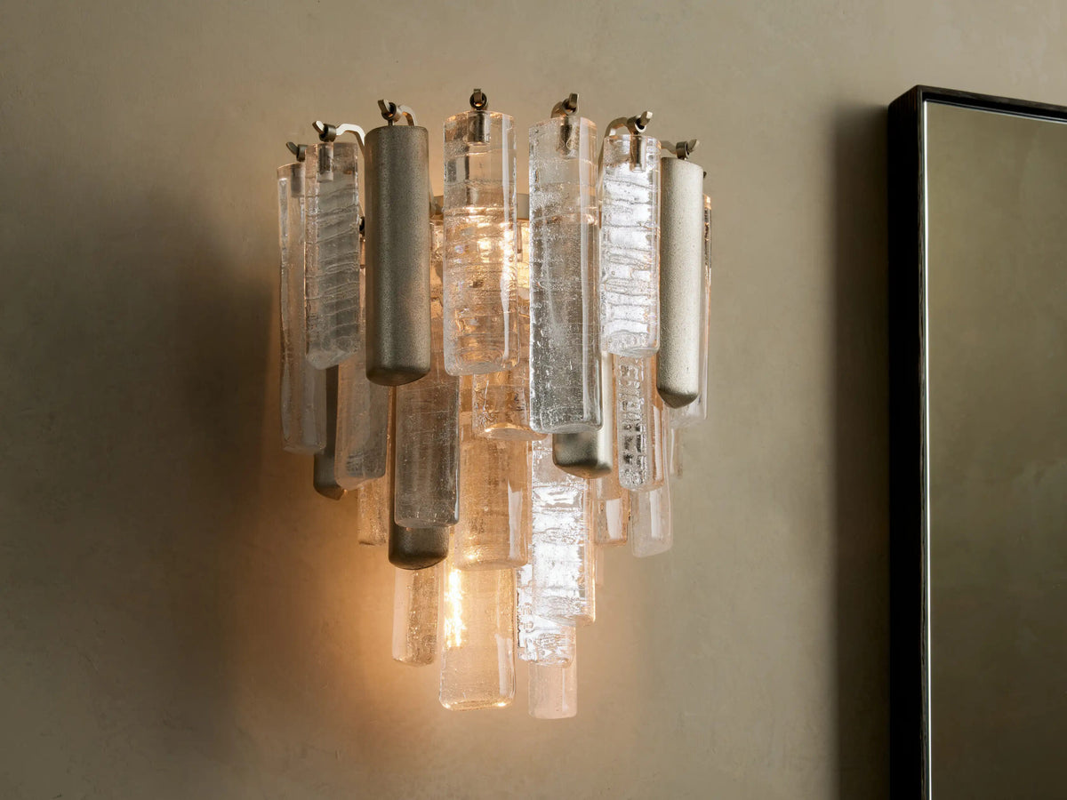 Neve Cast Glass Sconce in Champagne Aluminum — product view 1